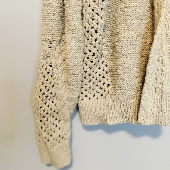 Lucky Brand Womens Open Front Knit Cardigan‎ Sweater Beige Size Medium - Picture 3 of 8